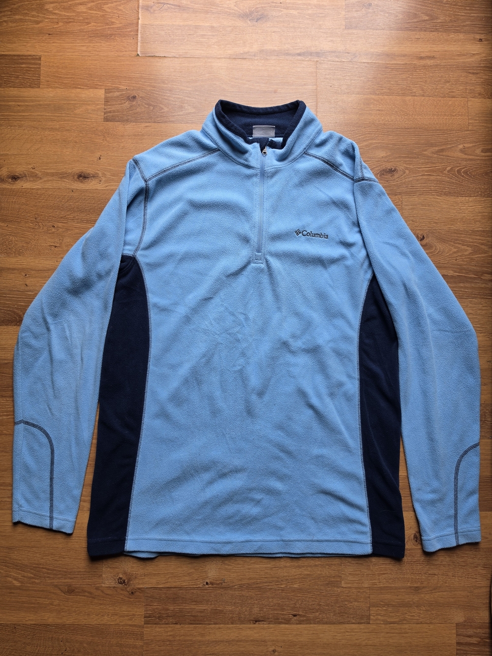 Columbia Light Blue Half-Zip Fleece with Navy Panels
